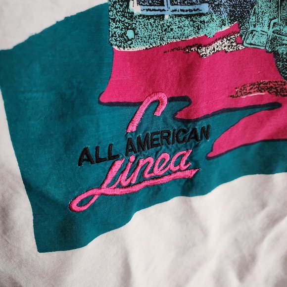 Vintage 80s Linea Gitano All American Sunset Diner Mens Small Button White Shirt - Picture 10 of 13